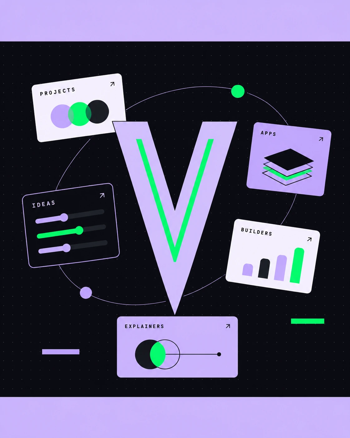 Editorial illustration for UseVara's welcome feature about the Vara Network ecosystem.